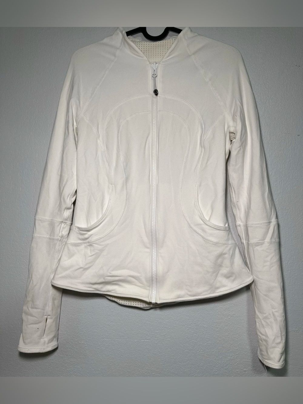 Lululemon White Athletica Full Zip Jacket Womens Long Sleeve Mock Neck sz 4 - Picture 5 of 9